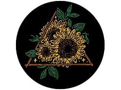 Drawn Sunflower Spare Tire Cover; Black (76-18 Jeep CJ7, Wrangler YJ, TJ & JK)