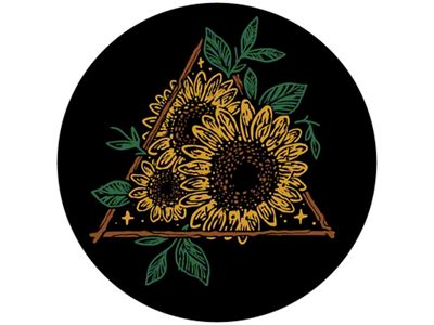 Drawn Sunflower Spare Tire Cover with Camera Cutout; Black (18-24 Jeep Wrangler JL)