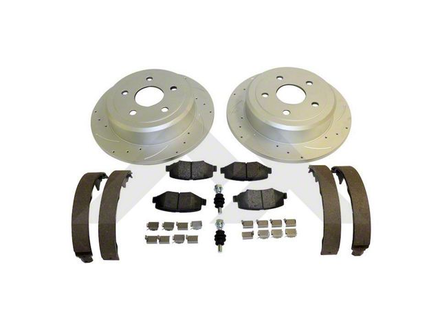 Performance Drilled and Slotted Brake Rotor and Pad Kit; Rear (07-18 Jeep Wrangler JK)