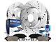 Drilled and Slotted Brake Rotor, Pad, Brake Fluid and Cleaner Kit; Front (1999 Jeep Wrangler TJ w/ 3-Inch Cast Rotors; 00-06 Jeep Wrangler TJ)