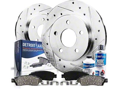 Drilled and Slotted Brake Rotor, Pad, Brake Fluid and Cleaner Kit; Rear (2003 Jeep Wrangler TJ w/ Rear Disc Brakes)