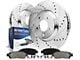 Drilled and Slotted Brake Rotor and Pad Kit; Front (90-98 Jeep Wrangler YJ & TJ; 1999 Jeep Wrangler TJ w/ 3-1/4-Inch Composite Rotors)