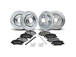 Drilled and Slotted Brake Rotor and Pad Kit; Front and Rear (07-18 Jeep Wrangler JK)