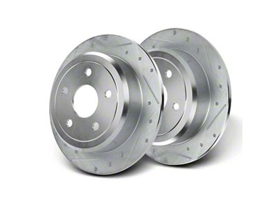 Drilled and Slotted Rotors; Rear Pair (07-18 Jeep Wrangler JK)