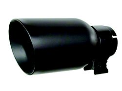 Go Rhino Angled Cut Rolled End Round Exhaust Tip; 4-Inch; Black (Fits 2.50-Inch Tailpipe)