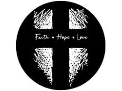 Faith Hope Love Spare Tire Cover with Camera Cutout; Black (18-25 Jeep Wrangler JL)