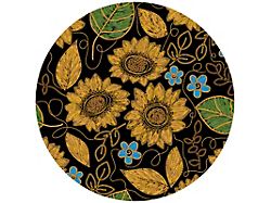 Faux Embroidered Sunflower Spare Tire Cover with Camera Cutout; Black (18-24 Jeep Wrangler JL)