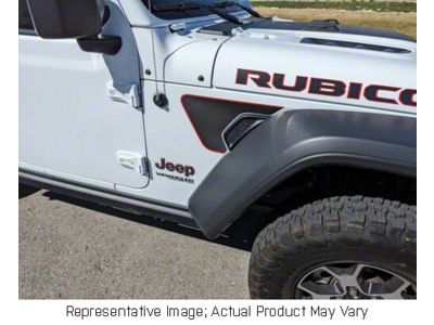 Fender Vent Decals; Matte Black with Matte Black Pinstripe (18-24 Jeep Wrangler JL)