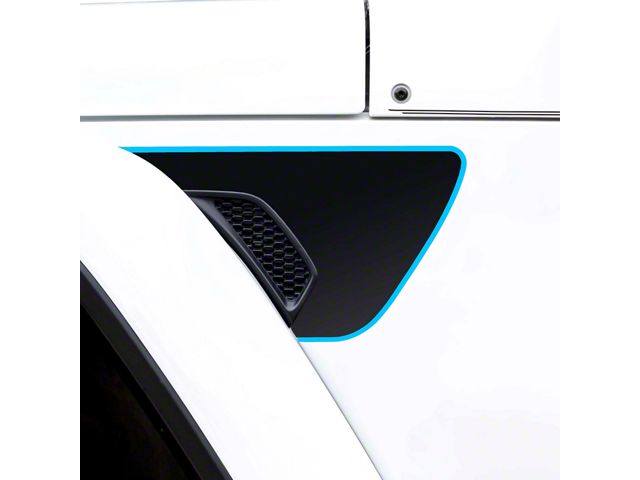 Fender Vent Premium Wrap Decal; Matte Black with Blue Outline (18-24 Jeep Wrangler JL)