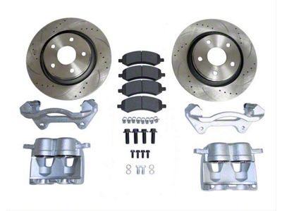 Front Big Brake Kit with 13-Inch Drilled and Slotted Rotors (07-18 Jeep Wrangler JK)