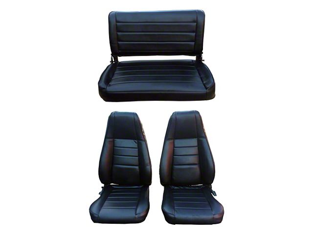 Front Bucket and Rear Bench Seat Upholstery Kit; Vinyl (87-95 Jeep Wrangler YJ w/ Fold-Down Rear Seat)