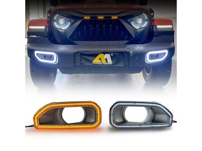 American Modified Front Bumper Fog Cover DRL with Turn Signal (18-25 Jeep Wrangler JL)