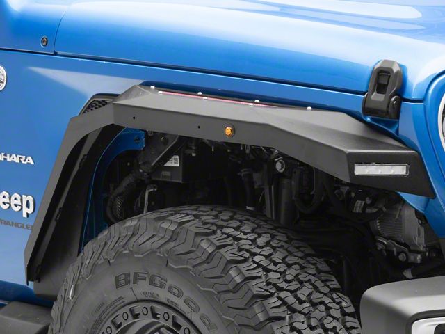 Front Fender Flares with LED Strip; Textured Black (18-24 Jeep Wrangler JL)