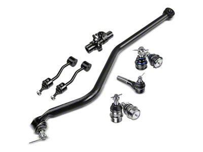 Front Track Bar, Front Upper Ball Joint, Steering Drag Link Adjusting Sleeve, Sway Bar Link and Tie Rod End Kit (97-06 Jeep Wrangler TJ)