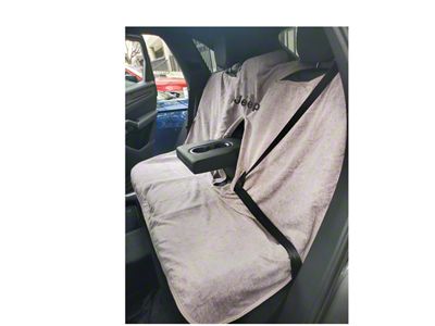 Full Back Seat Towel with Jeep Logo; Gray (Universal; Some Adaptation May Be Required)