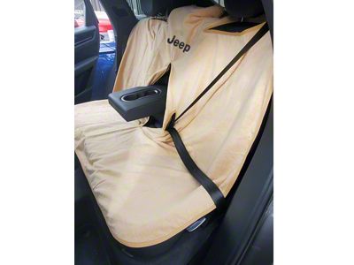 Full Back Seat Towel with Jeep Logo; Tan (Universal; Some Adaptation May Be Required)