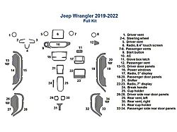 Full Dash Trim Kit; Oxford Burlwood Finish (18-23 Jeep Wrangler JL)