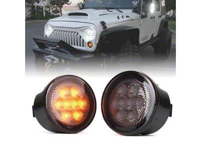 G2 Amber LED Turn Signal Lights; Smoked (07-18 Jeep Wrangler JK)