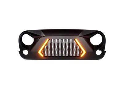 G2 Angry Series Grille with Turn Signals; Matte Black (07-18 Jeep Wrangler JK)