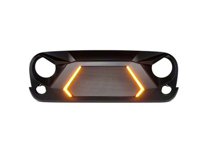 G4 Angry Series Grille with Turn Signals; Matte Black (07-18 Jeep Wrangler JK)
