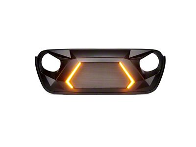 G4 Angry Series Grille with Turn Signals; Matte Black (18-24 Jeep Wrangler JL)