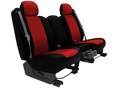 Genuine Neoprene Custom 1st Row Bucket Seat Covers; Red/Black (13-17 Jeep Wrangler JK)