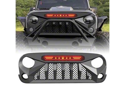 American Modified Gladiator Grille with Red 5 Star Lights Bar (07-18 Jeep Wrangler JK)