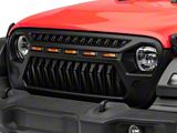 Gladiator Series Grille with Amber LED Running Lights; Matte Black (18-24 Jeep Wrangler JL)