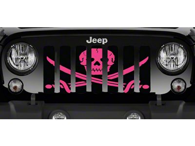 Grille Insert; Ahoy Matey Hot Pink Pirate Flag (76-86 Jeep CJ5 & CJ7)