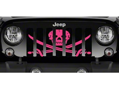Grille Insert; Ahoy Matey Hot Pink Pirate Flag (07-18 Jeep Wrangler JK)