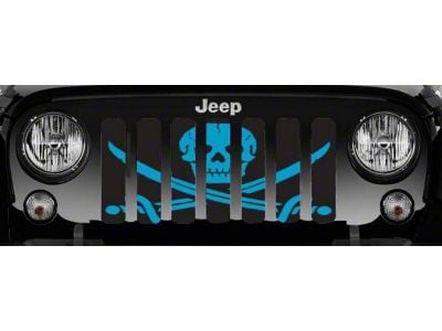 Grille Insert; Ahoy Matey Oasis Blue Pirate Flag (76-86 Jeep CJ5 & CJ7)