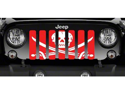 Grille Insert; Ahoy Matey Pirate Flag Red (76-86 Jeep CJ5 & CJ7)