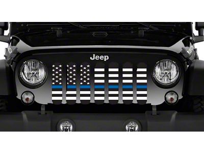 Grille Insert; American Black and White Back the Blue (87-95 Jeep Wrangler YJ)