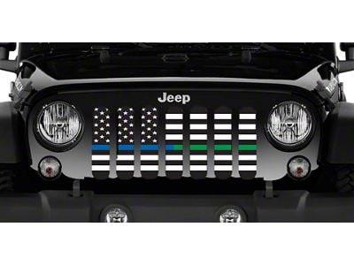 Grille Insert; American Black and White Back the Blue and Military (97-06 Jeep Wrangler TJ)