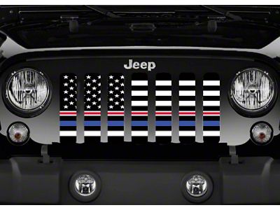 Grille Insert; American Black and White Back the Blue and Nurses (97-06 Jeep Wrangler TJ)