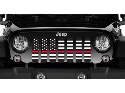 Grille Insert; American Black and White Back the Fire Department (07-18 Jeep Wrangler JK)