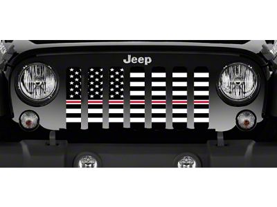 Grille Insert; American Black and White Corrections Nurse Stripe (18-24 Jeep Wrangler JL w/o TrailCam)