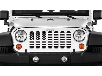 Grille Insert; American Black and White Flag (18-24 Jeep Wrangler JL w/o TrailCam)