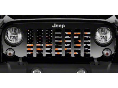 Grille Insert; American Orange Camo Flag (18-24 Jeep Wrangler JL w/o TrailCam)