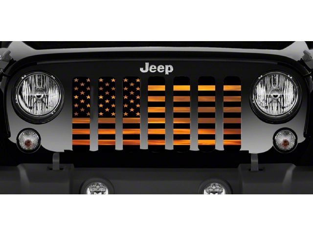 Grille Insert; American Orange Haze Flag (87-95 Jeep Wrangler YJ)