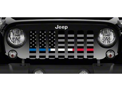 Grille Insert; American Tactical Back the Blue, Fire Department and EMS (76-86 Jeep CJ5 & CJ7)