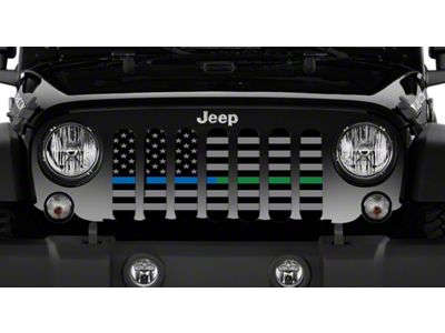 Grille Insert; American Tactical Back the Blue and Military (76-86 Jeep CJ5 & CJ7)