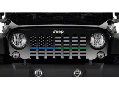 Grille Insert; American Tactical Back the Blue and Military (87-95 Jeep Wrangler YJ)