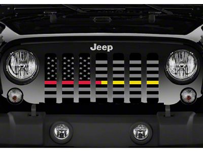 Grille Insert; American Tactical Back the Red and Gold (76-86 Jeep CJ5 & CJ7)