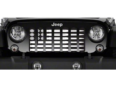 Grille Insert; Ammo Flag Black and White (18-24 Jeep Wrangler JL w/o TrailCam)