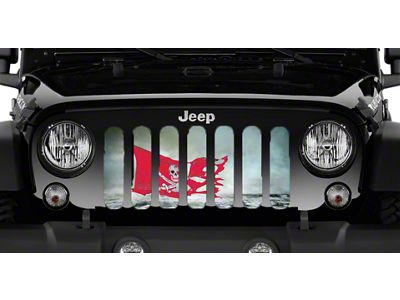 Grille Insert; Argh Red Pirate Flag (76-86 Jeep CJ5 & CJ7)