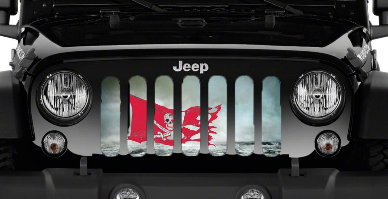 Jeep Wrangler Grille Insert; Argh Red Pirate Flag (18-24 Jeep Wrangler ...