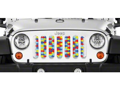 Grille Insert; Autism Awareness Puzzle Pieces (97-06 Jeep Wrangler TJ)