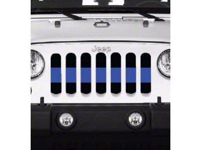 Grille Insert; Back the Blue Line (18-24 Jeep Wrangler JL w/o TrailCam)