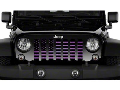 Grille Insert; Black American Flag on a Purple Fleck (18-25 Jeep Wrangler JL)